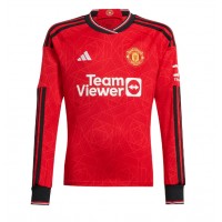 Camisa de Futebol Manchester United Luke Shaw #23 Equipamento Principal 2023-24 Manga Comprida